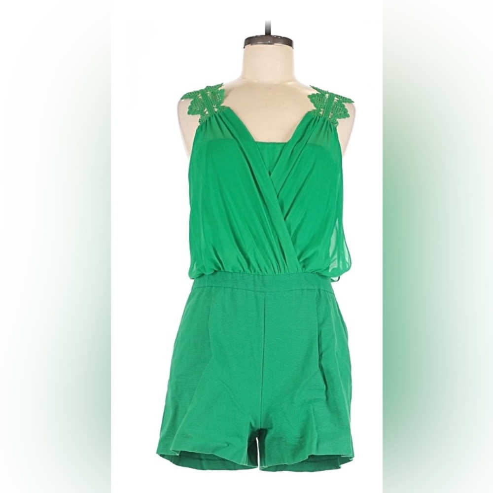 Naf Naf French  Green Women's romper with lace detail 40/10 like new